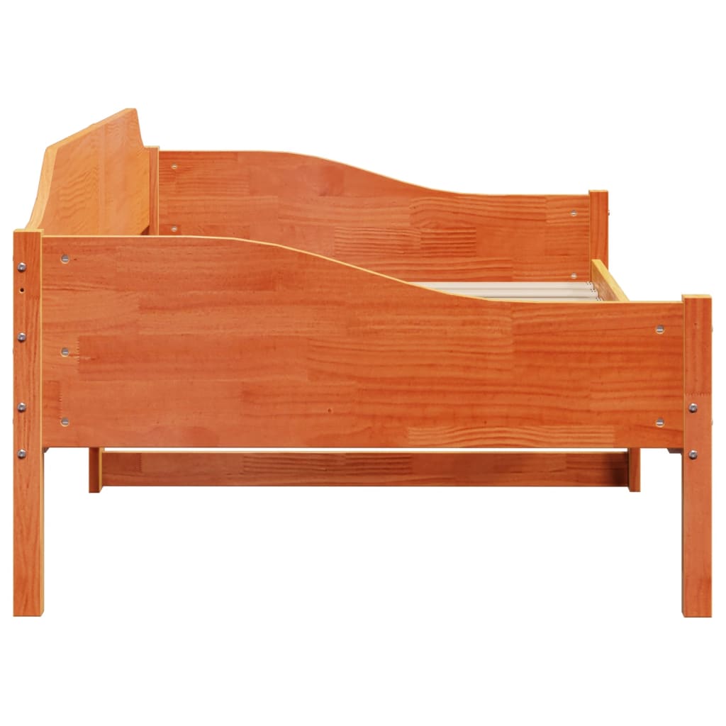 Solid Pine Wood Bed Frame, Wax Brown, 90x190 cm Single Size