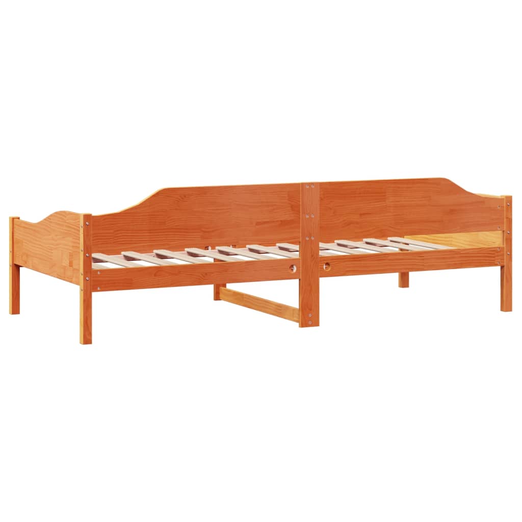 Solid Pine Wood Bed Frame, Wax Brown, 90x190 cm Single Size