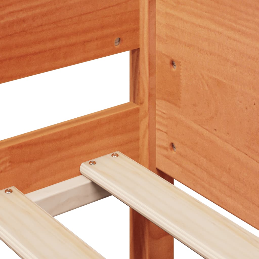 Solid Pine Wood Bed Frame, Wax Brown, 90x190 cm Single Size