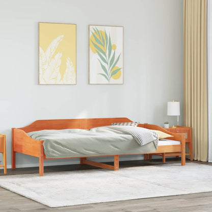 Solid Pine Wood Bed Frame, Wax Brown, 90x190 cm Single Size