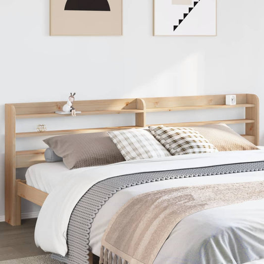 Solid Pine Wood Headboard with Shelves, 180 cm, Natural Finish