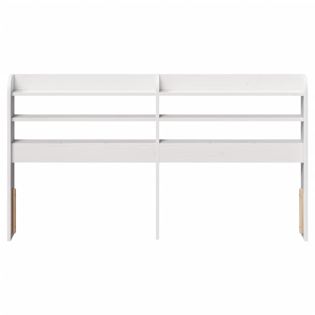 Solid Wood Pine White Headboard with Shelves - 120 cm
