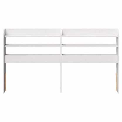 Solid Wood Pine White Headboard with Shelves - 120 cm