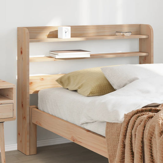 Solid Pine Wood Headboard with Shelves, 90cm - Storage Solution