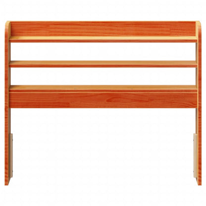Solid Pine Wood Headboard with Shelves, Wax Brown, 75 cm