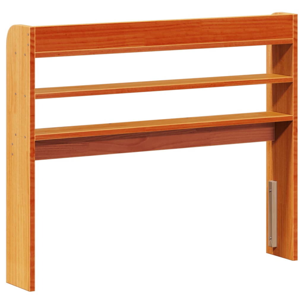 Solid Pine Wood Headboard with Shelves, Wax Brown, 75 cm