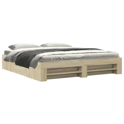 Bed Frame without Mattress Sonoma Oak 200x200 cm Engineered Wood