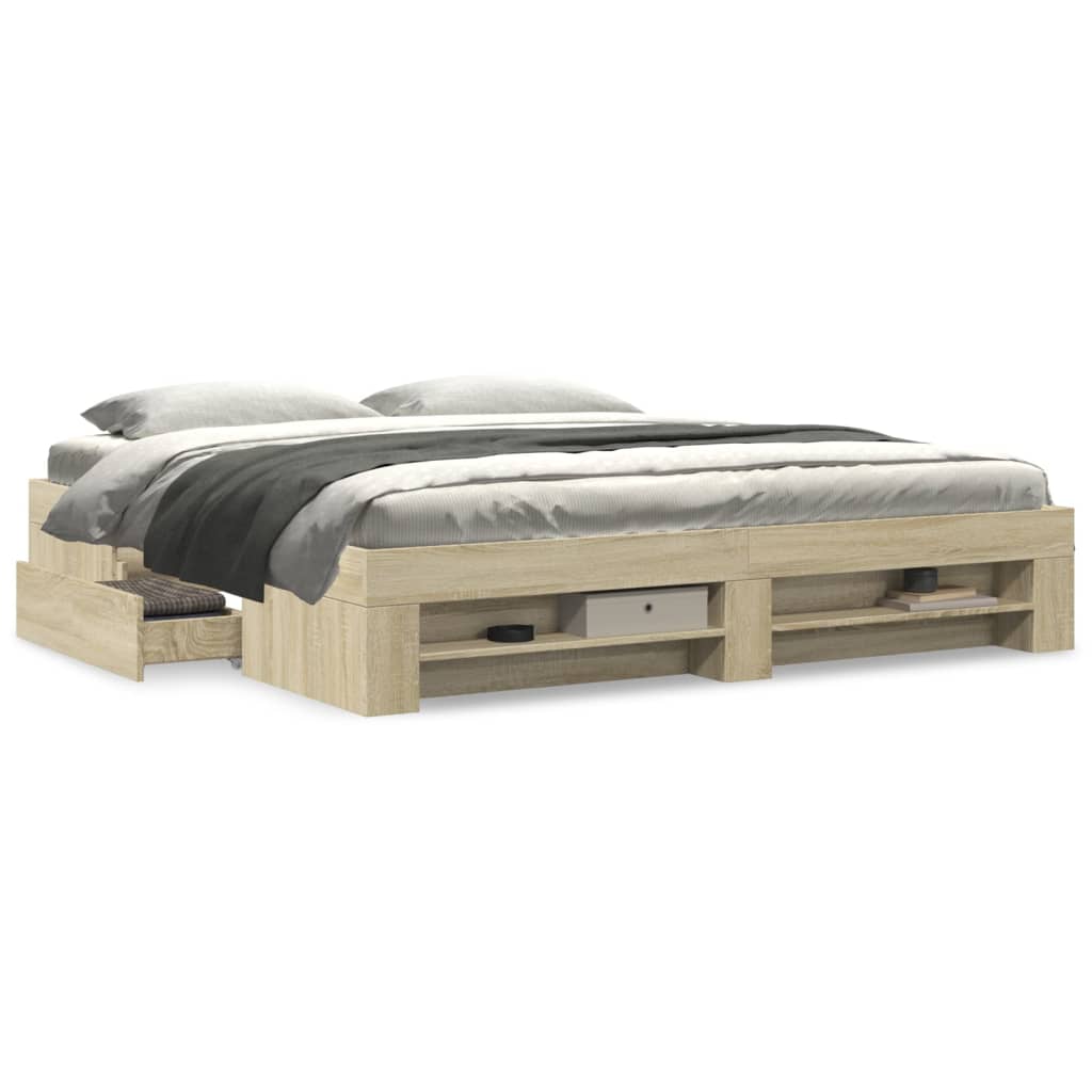 Bed Frame without Mattress Sonoma Oak 200x200 cm Engineered Wood