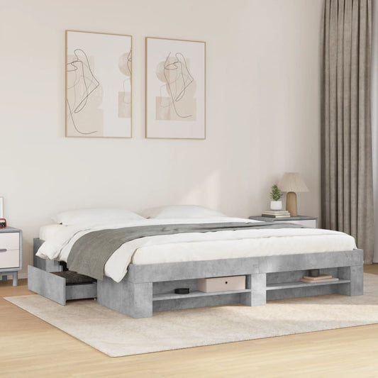 Bed Frame without Mattress Concrete Grey 180x200cm Engineered Wood