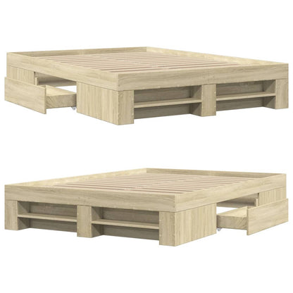 Bed Frame without Mattress Sonoma Oak 120x200 cm Engineered Wood