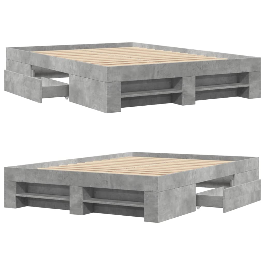 Bed Frame without Mattress Concrete Grey 120x200cm Engineered Wood