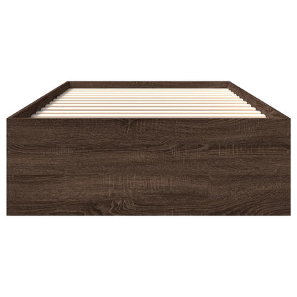 Bed Frame without Mattress Brown Oak 100x200 cm Engineered Wood