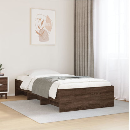 Bed Frame without Mattress Brown Oak 100x200 cm Engineered Wood