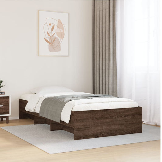 Bed Frame without Mattress Brown Oak 100x200 cm Engineered Wood
