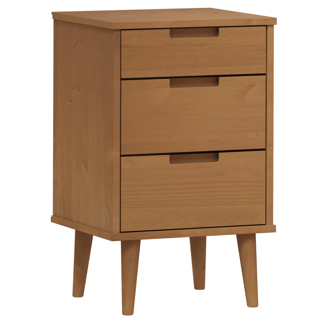 Solid Pine Bedside Cabinet MOLDE - Brown, 40x35x65 cm