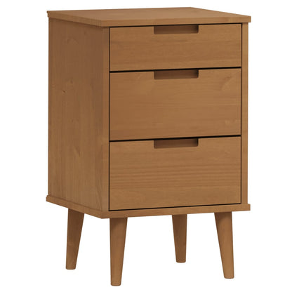 Solid Pine Bedside Cabinet MOLDE - Brown, 40x35x65 cm