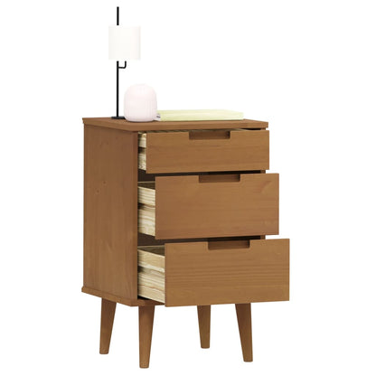 Solid Pine Bedside Cabinet MOLDE - Brown, 40x35x65 cm