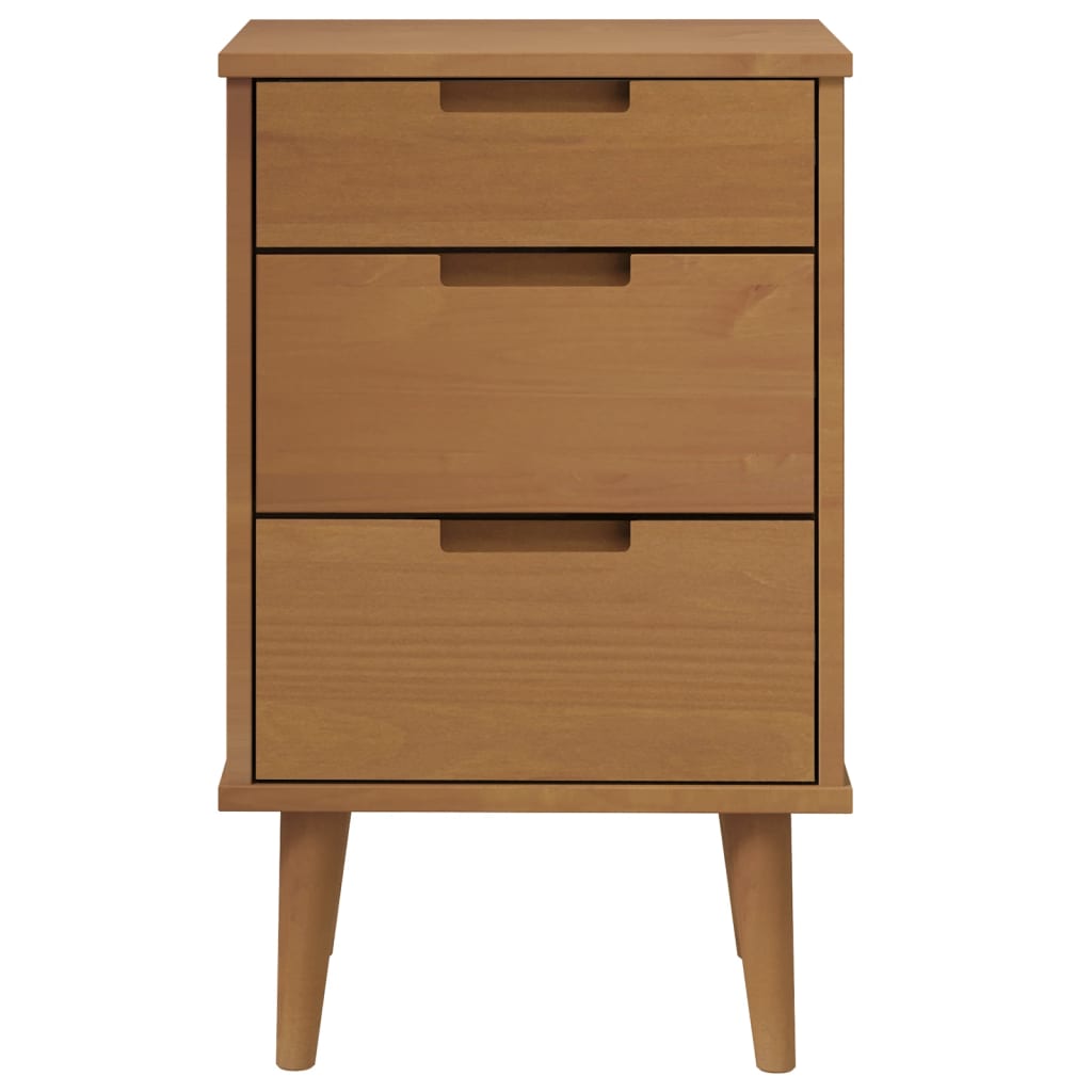 Solid Pine Bedside Cabinet MOLDE - Brown, 40x35x65 cm