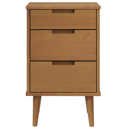 Solid Pine Bedside Cabinet MOLDE - Brown, 40x35x65 cm