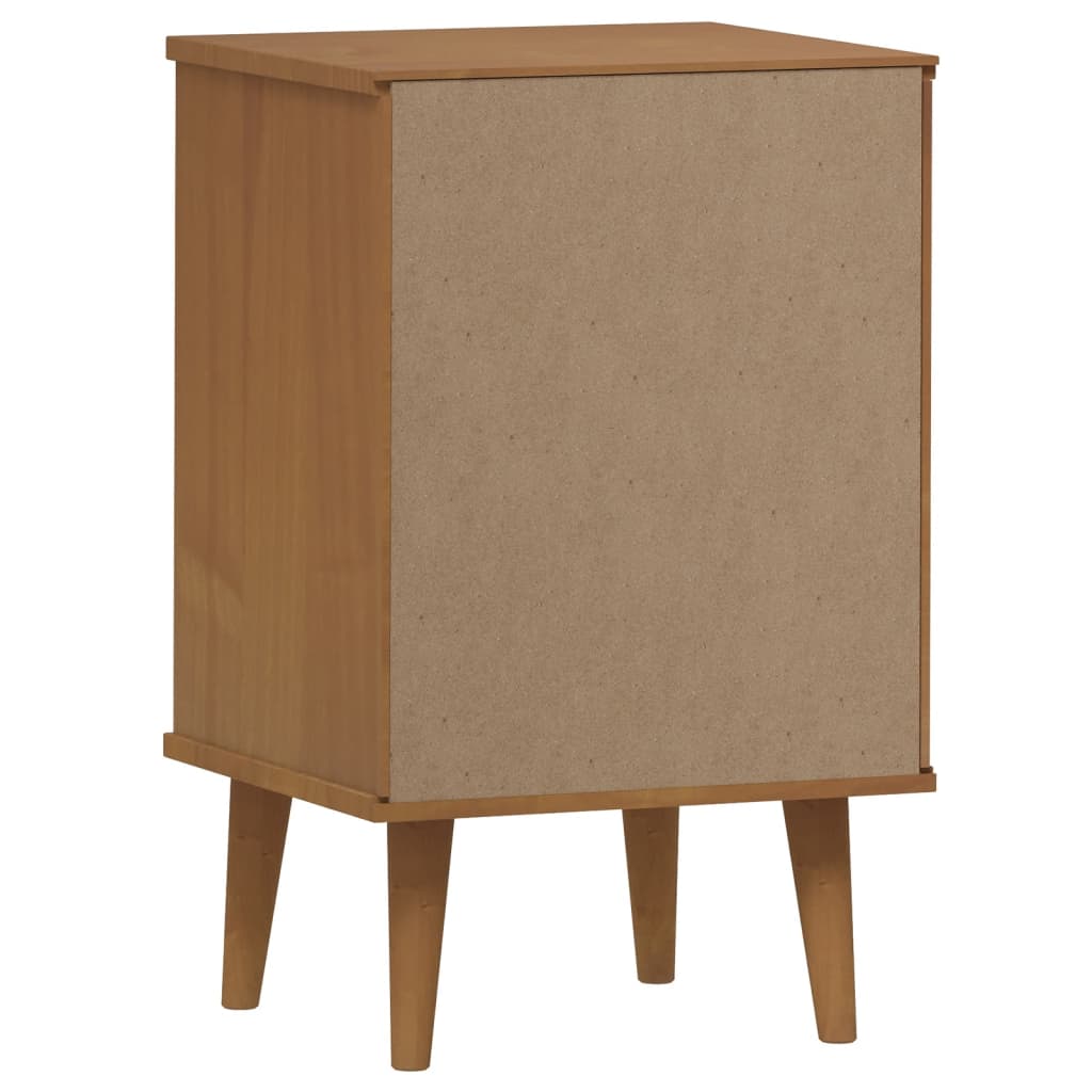 Solid Pine Bedside Cabinet MOLDE - Brown, 40x35x65 cm