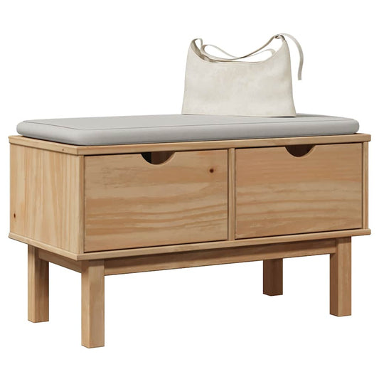 Solid Pine Hallway Bench OTTA 80x40x45 cm in Natural Finish