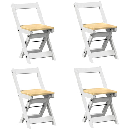 Foldable Dining Chairs 4 pcs - Solid Pine Wood, Corona White