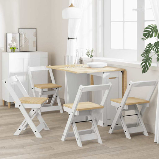 Foldable Dining Chairs 4 pcs - Solid Pine Wood, Corona White