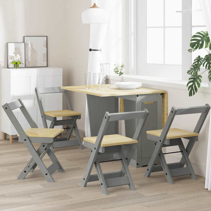 Corona Grey Solid Wood Pine Foldable Dining Chairs, 4 Pcs Set