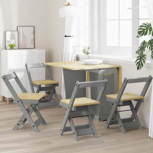 Corona Grey Solid Wood Pine Foldable Dining Chairs, 4 Pcs Set
