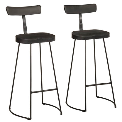 Black Mango Wood Bar Stools Set of 2 - 49x43x103 cm