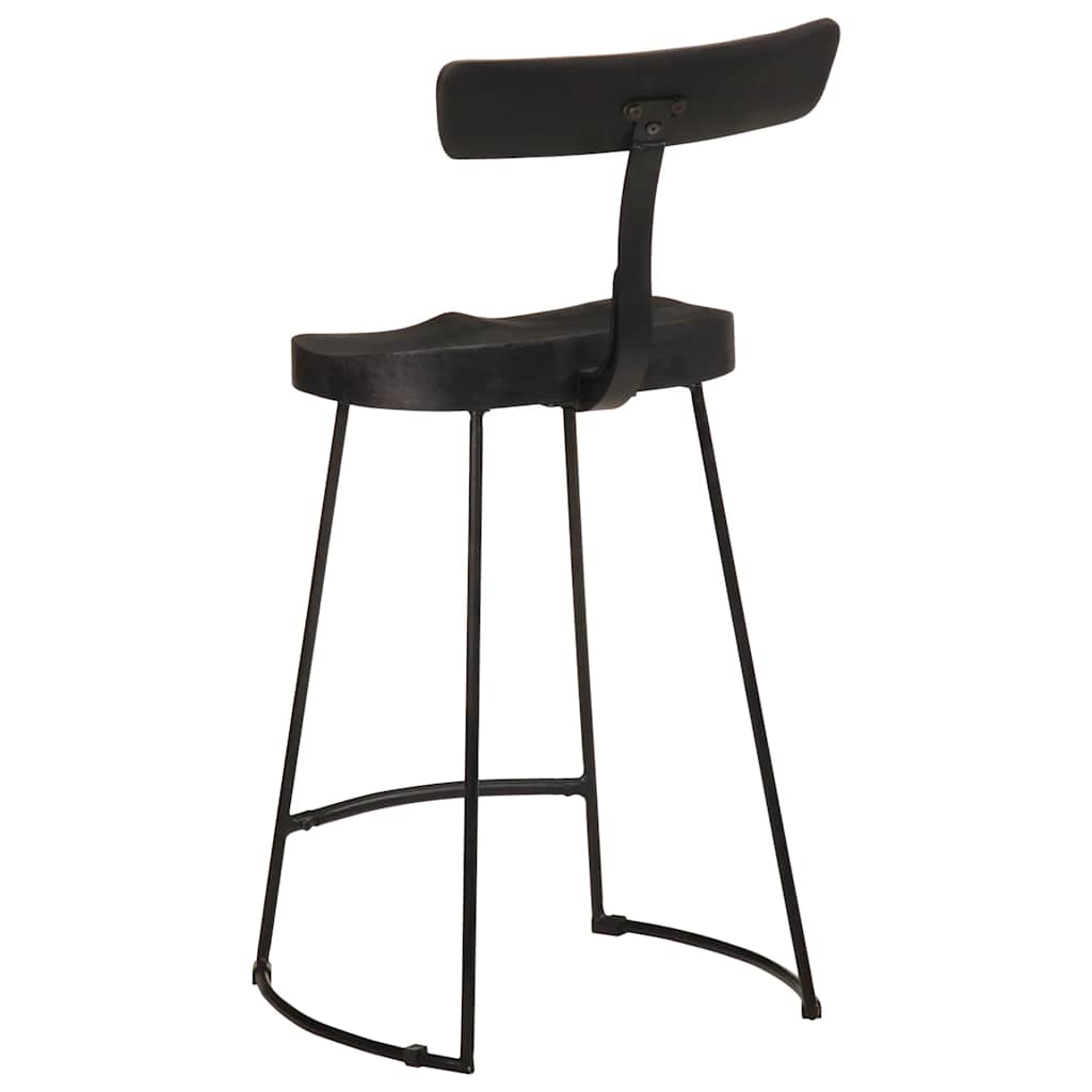 Black Mango Wood Bar Stools Set of 2 - 49x43x88 cm