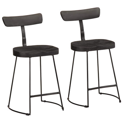Black Mango Wood Bar Stools, Set of 2 (49x43x79 cm)