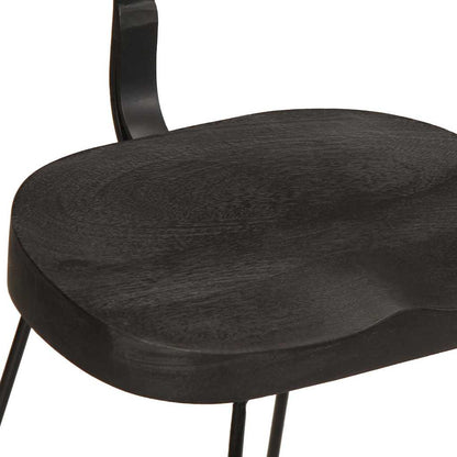 Black Mango Wood Bar Stools, Set of 2 (49x43x79 cm)