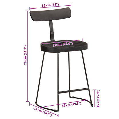 Black Mango Wood Bar Stools, Set of 2 (49x43x79 cm)