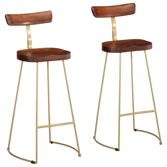 Solid Mango Wood Bar Stools - Set of 2, 49x43x103 cm