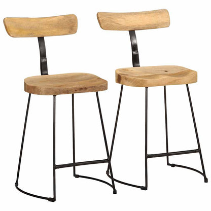Solid Mango Wood Bar Stools Set of 2, 49x43x79 cm