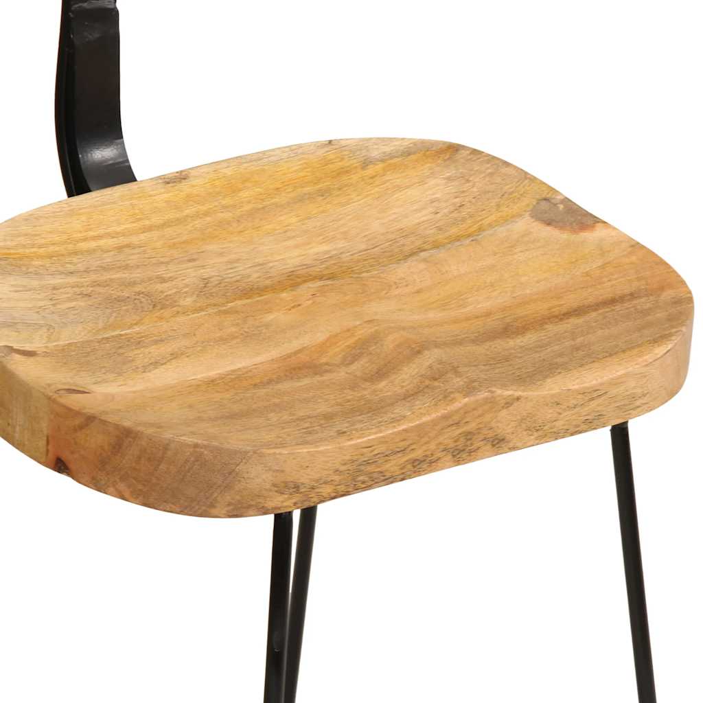 Solid Mango Wood Bar Stools Set of 2, 49x43x79 cm