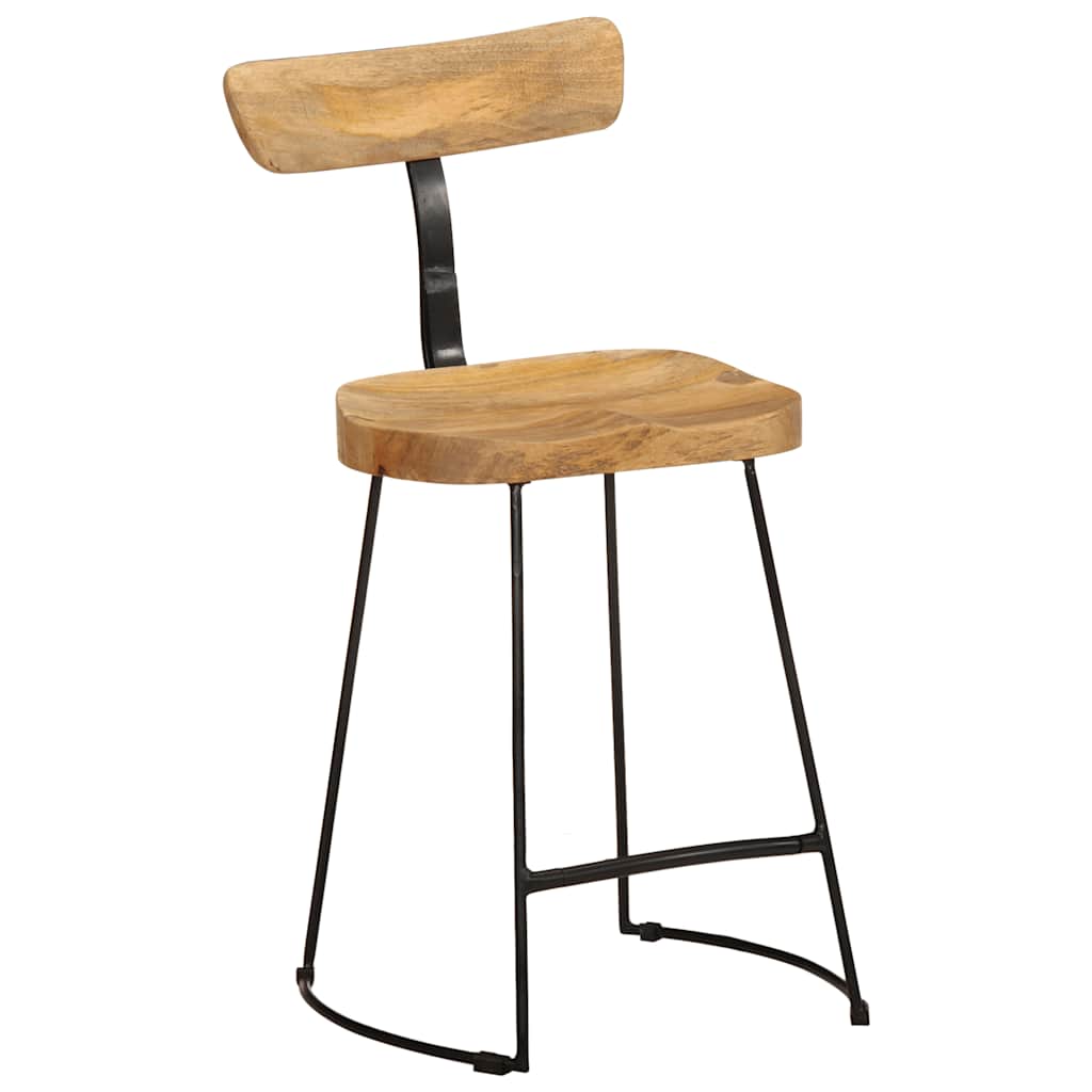 Solid Mango Wood Bar Stools Set of 2, 49x43x79 cm
