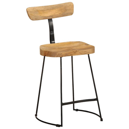 Solid Mango Wood Bar Stools Set of 2, 49x43x79 cm
