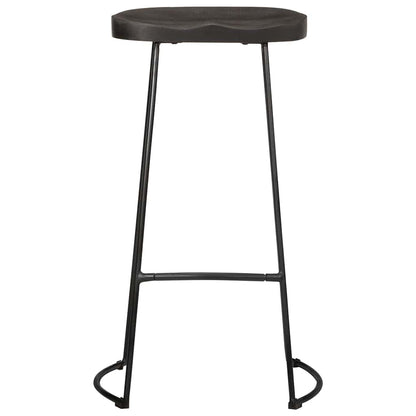 Set of 2 Black Mango Wood Bar Stools - 45x40x78 cm