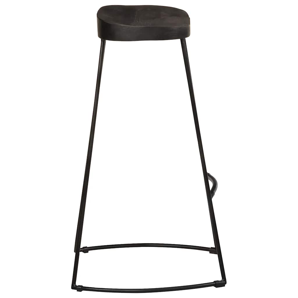 Set of 2 Black Mango Wood Bar Stools - 45x40x78 cm