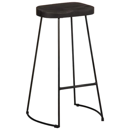 Set of 2 Black Mango Wood Bar Stools - 45x40x78 cm
