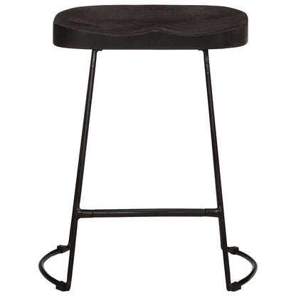 Black Solid Mango Wood Bar Stools, Set of 2, 46x38x52 cm