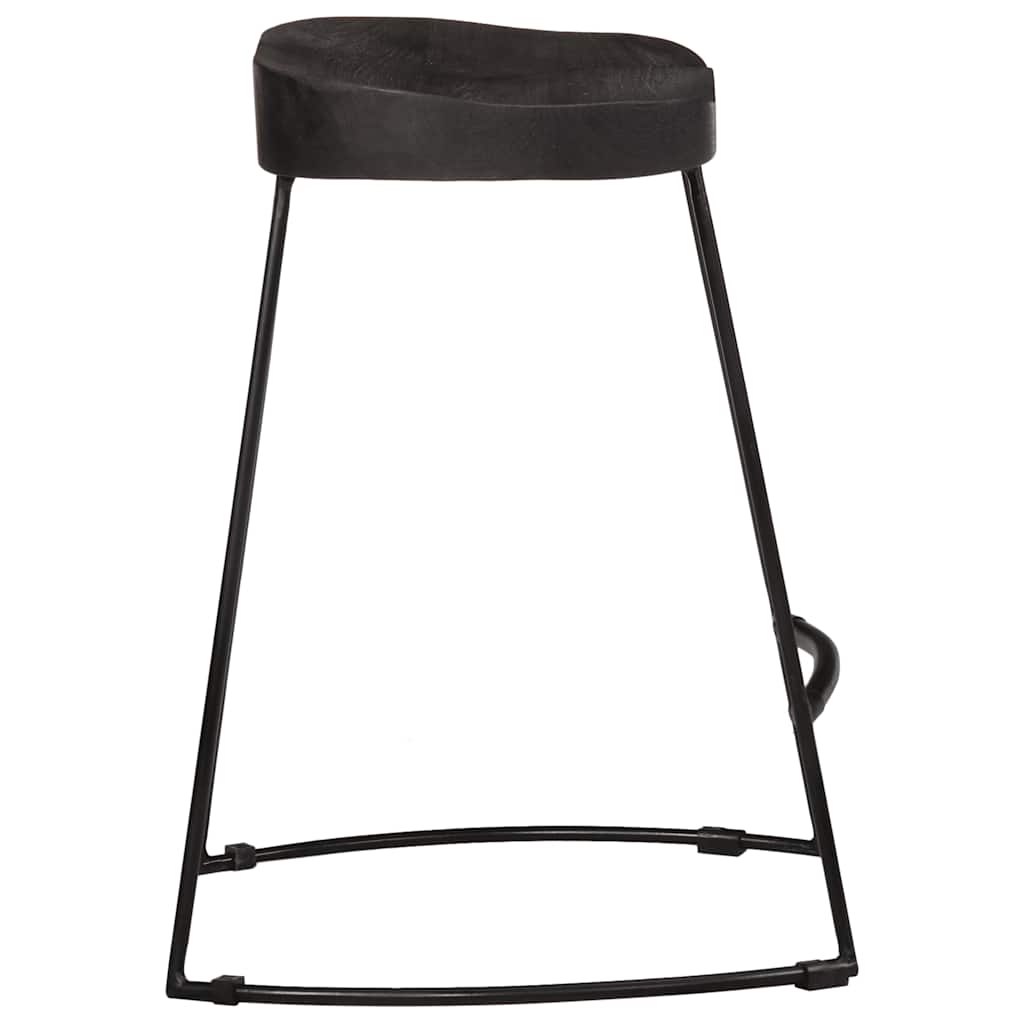 Black Solid Mango Wood Bar Stools, Set of 2, 46x38x52 cm