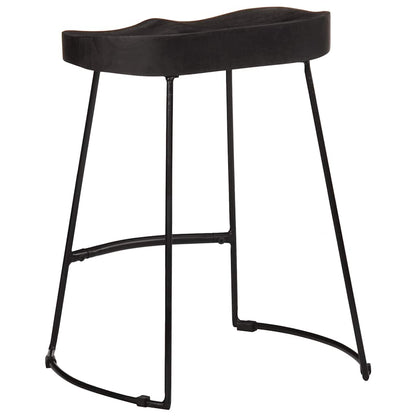 Black Solid Mango Wood Bar Stools, Set of 2, 46x38x52 cm