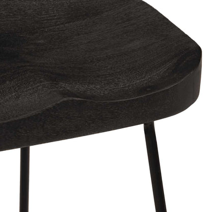 Black Solid Mango Wood Bar Stools, Set of 2, 46x38x52 cm