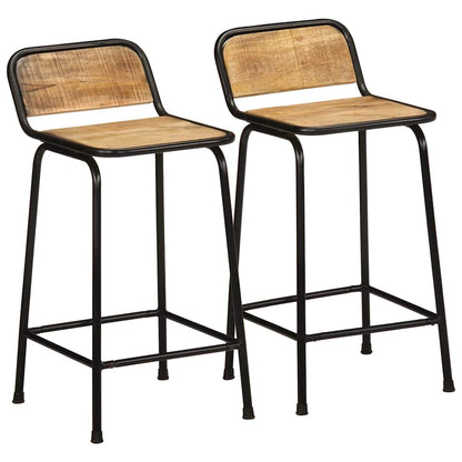 Solid Mango Wood Bar Stools - Set of 2, 46x35.5x80 cm