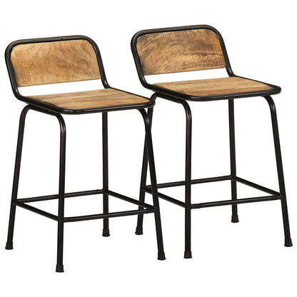 Solid Wood Mango Bar Stools Set of 2 - 46x35.5x70 cm