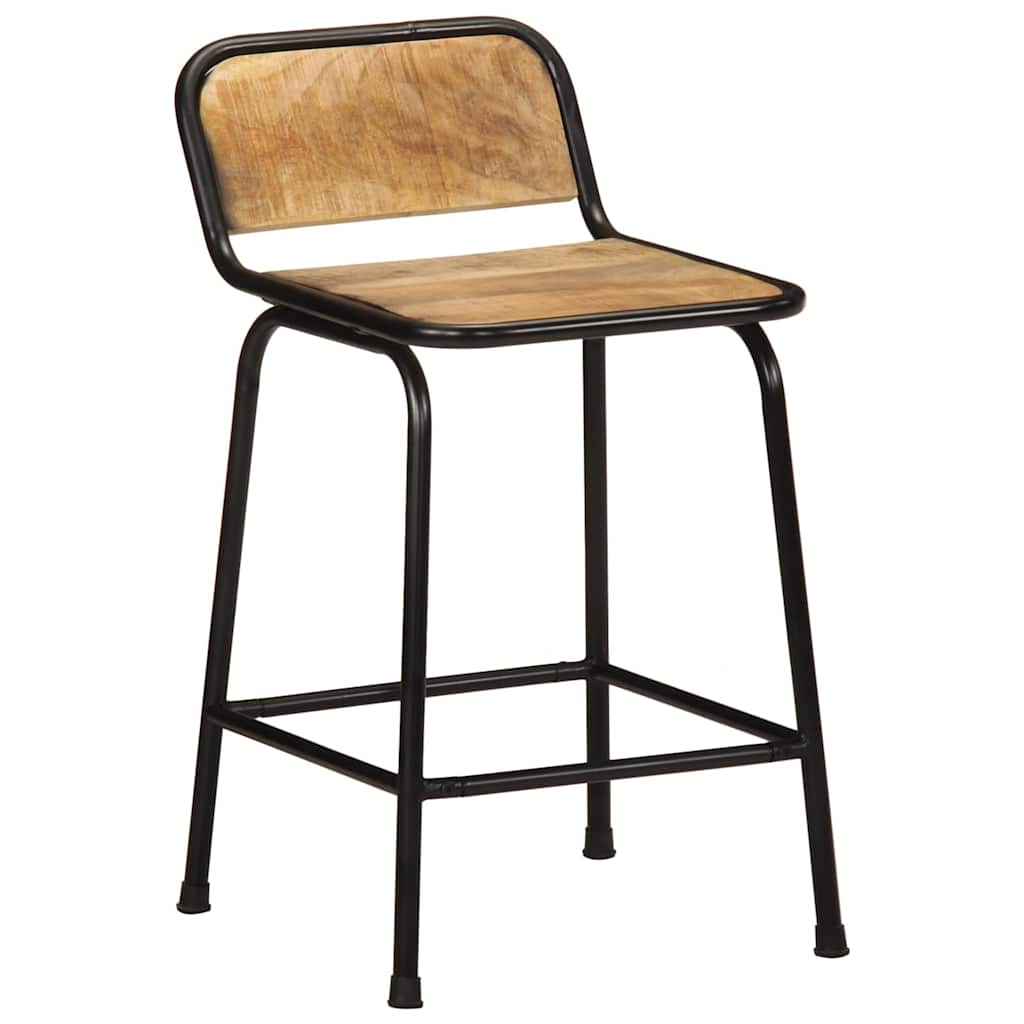 Solid Wood Mango Bar Stools Set of 2 - 46x35.5x70 cm