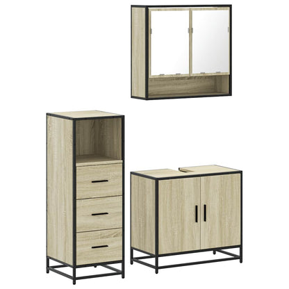 3 Piece Bathroom Furniture Set Sonoma Oak Engineered Wood